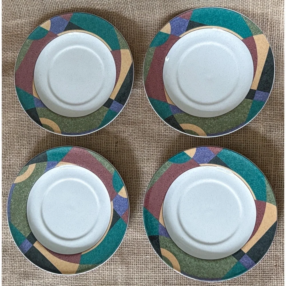 Vintage Studio Nova Impulse 7 Inch Bread Saucer Plates Funky Abstract New Wave